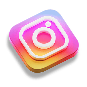instagram social media app 3d concept logo icon isometric with round corner square base in transparent background isolated png