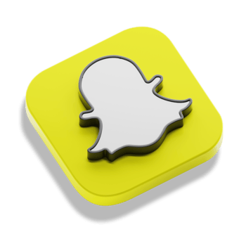 snapchat chat app 3d concept logo icon isometric with round corner square base in transparent background isolated png