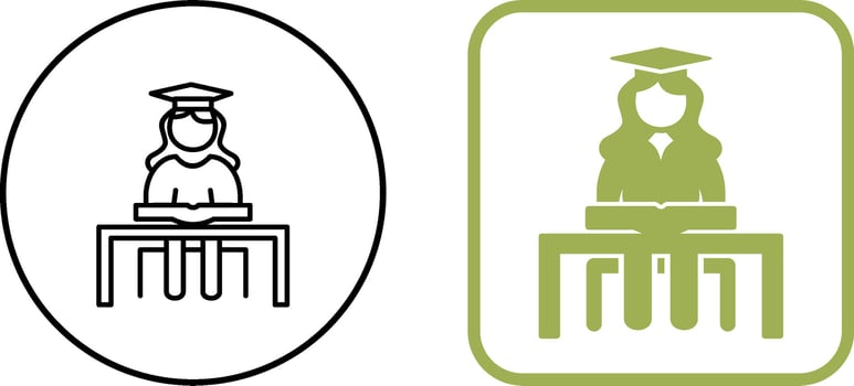 Unique Female Student Studying Icon Design vector