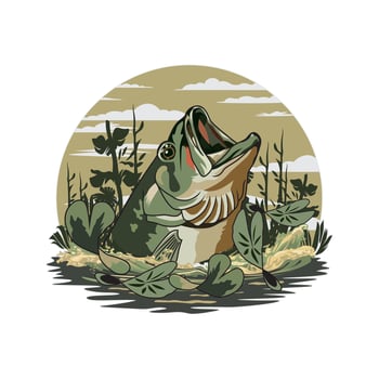bass fishing illustration logo image t shirt vector