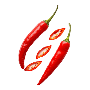 two red chilli pepper with three pieces of chilli png