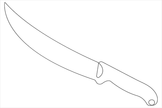 Continuous one line art drawing of knife outline illustration vector
