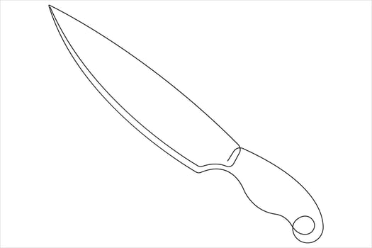 Continuous one line art drawing of knife outline illustration vector