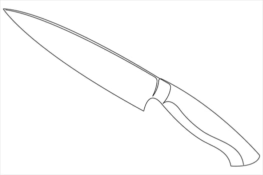Continuous one line art drawing of knife outline illustration vector