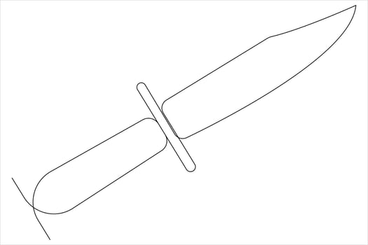 Continuous one line art drawing of knife outline illustration vector