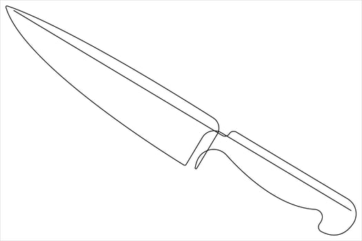 Continuous one line art drawing of knife outline illustration vector