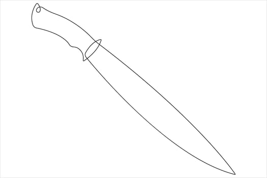 Continuous one line art drawing of knife outline illustration vector