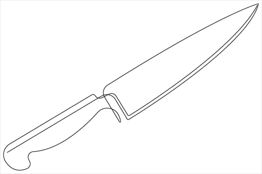 Continuous one line art drawing of knife outline illustration vector