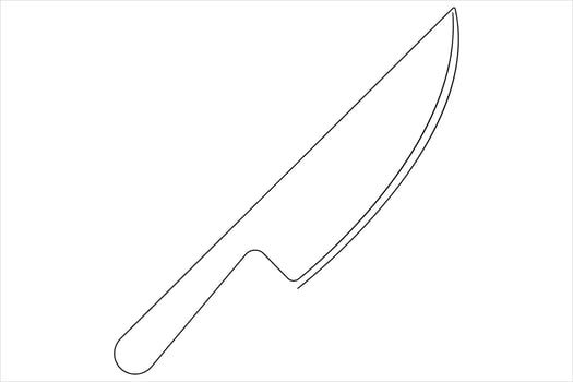 Continuous one line art drawing of knife outline illustration vector