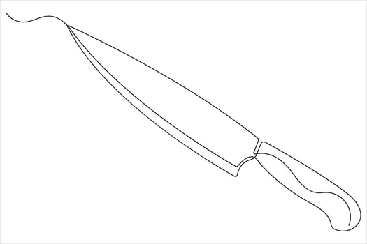 Continuous one line art drawing of knife outline illustration vector
