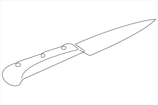 Continuous one line art drawing of knife outline illustration vector