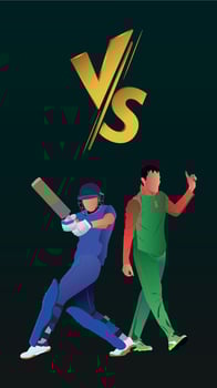 illustration of batsman and baller player on cricket championship sports background for Cricketer vs Cricketer vector