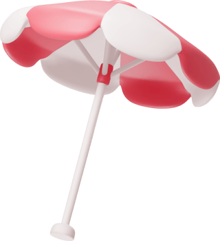 3d Red Beach Umbrella png