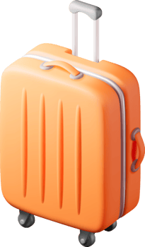 3D Orange Travel Suitcase png