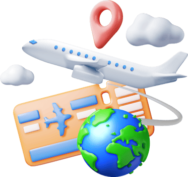 3d Airline Ticket, Globe and Airplane png