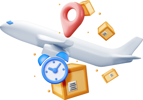 3D Delivery Airplane and Cardboard Boxes png