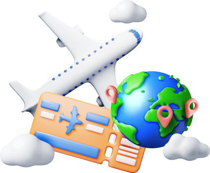 3d Airline Ticket, Globe and Airplane png