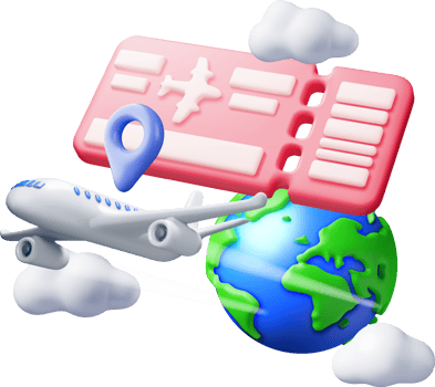 3d Airline Ticket, Globe and Airplane png