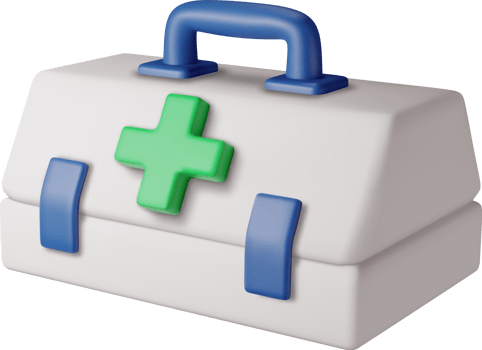 3d First aid kit with green cross png