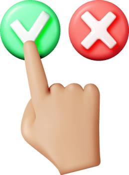 3D right and wrong button shape and hand png