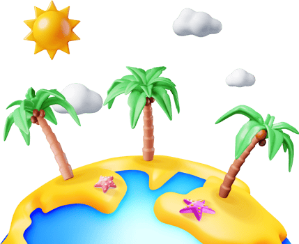 3D Landscape of Palm Tree on Beach png