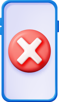 3D smartphone with wrong button in circle png