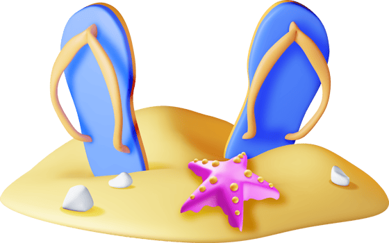 3d Beach Flip Flops in Sand png