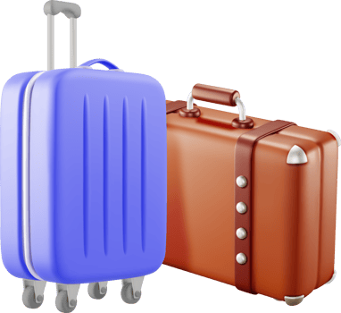 3D vintage old and modern travel suitcase png