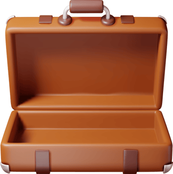 3D vintage old travel suitcase png