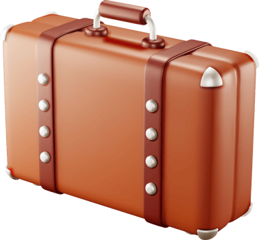 3D vintage old travel suitcase png
