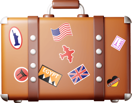 3D vintage old travel suitcase png