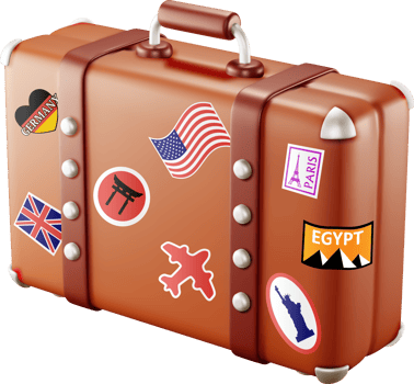 3D vintage old travel suitcase png
