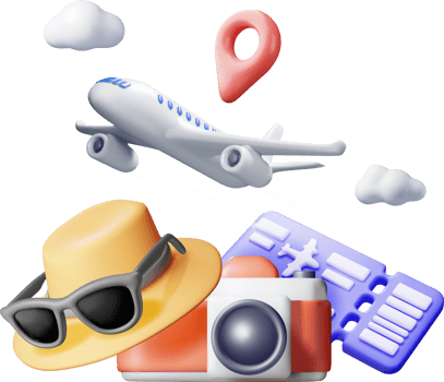 3d Airline Ticket, Sunglasses Camera and Airplane png