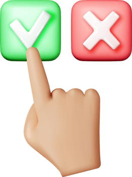 3D right and wrong button shape and hand png