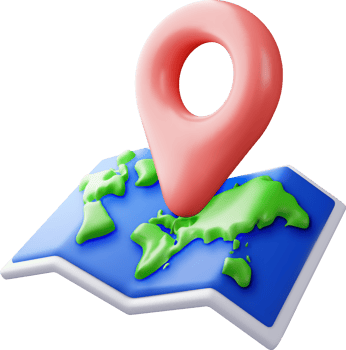 3D cartoon folded world map with location pin png