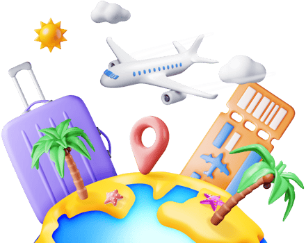3D Landscape of Palm on Beach, Airplane Ticket Bag png
