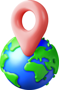 3D cartoon planet earth and location pin png