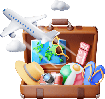 3D travel bag. Holiday or vacation. png