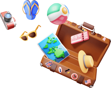 3D travel bag. Holiday or vacation. png