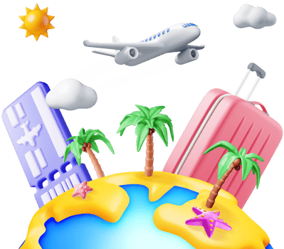 3D Landscape of Palm on Beach, Airplane Ticket Bag png