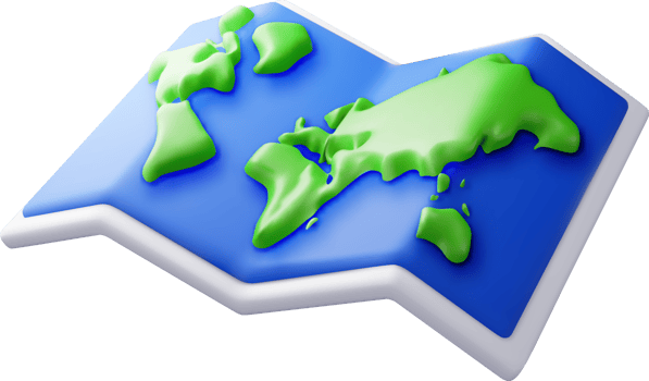 3D cartoon folded world map png