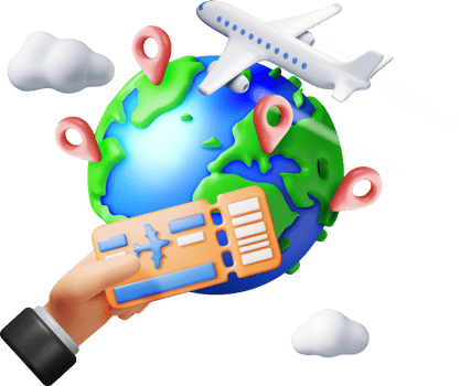 3d Airline Ticket, Globe and Airplane png