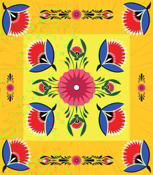 A set of floral borders with a border of flowers Colorful Rickshaw painting vector