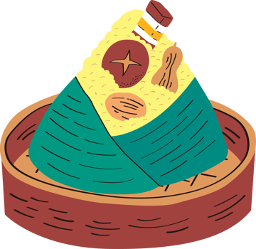 a rice dumpling on the bamboo steamer png