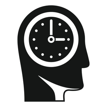 Duration human mind icon simple . Plan life timer vector