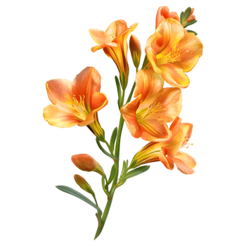 Freesia Flower, Exquisite Blossom of Elegance, Isolated on Transparent Background. png