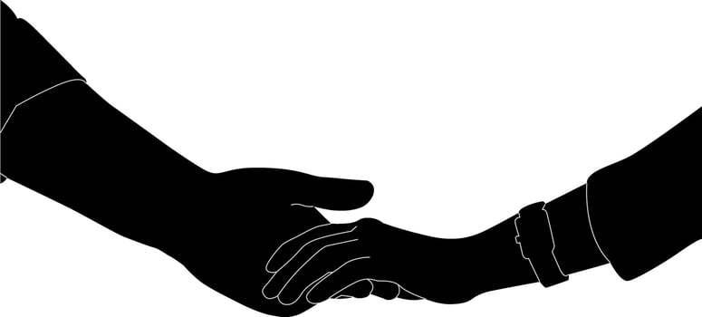 Silhouette couple hand holding vector