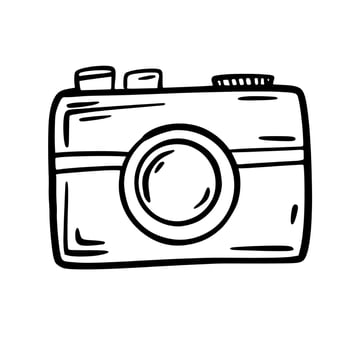 Camera. Doodle icon on white background. vector