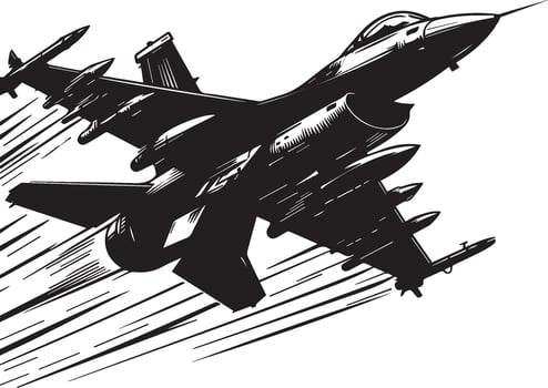 Fighter plane silhouette isolated on white background. Fighter plane logo vector