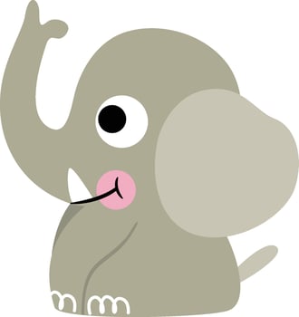 Cute friendly baby elephant sitting vector